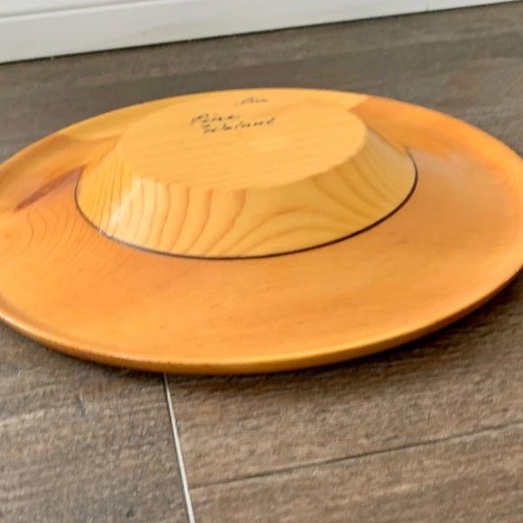 Vintage pine walnut wood mid century plate d 12 inch - Picture 12 of 12